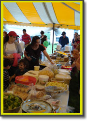 One of several groaning buffet tables