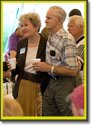 Sally & Geoffrey listen to the speakers