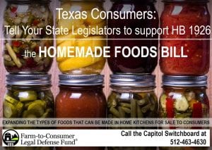 Texas Hb 1926 The Homemade Foods Bill Farm To Consumer Legal