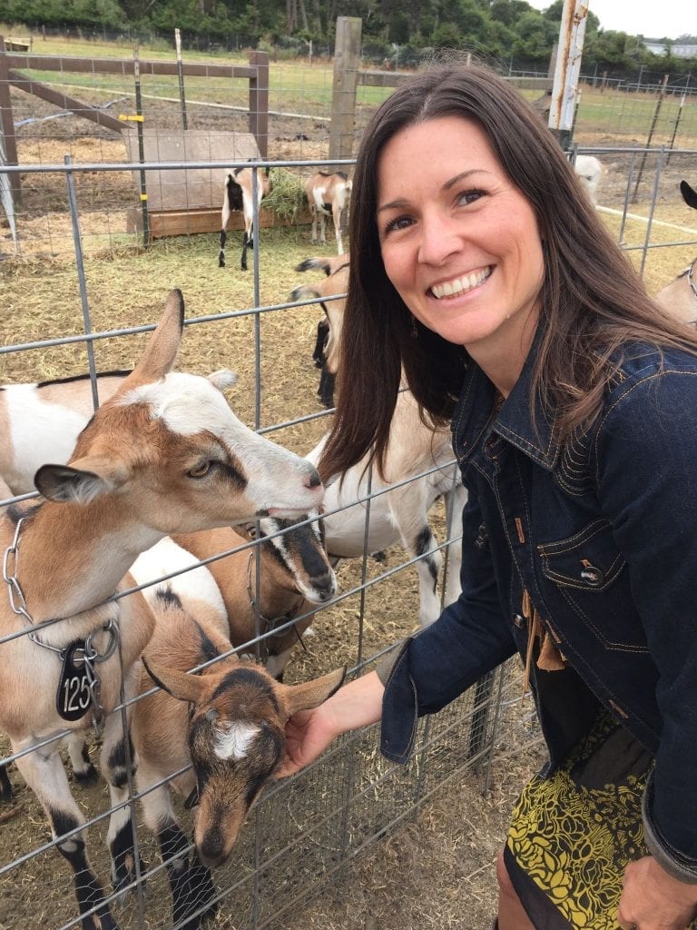 Jessica with her goats