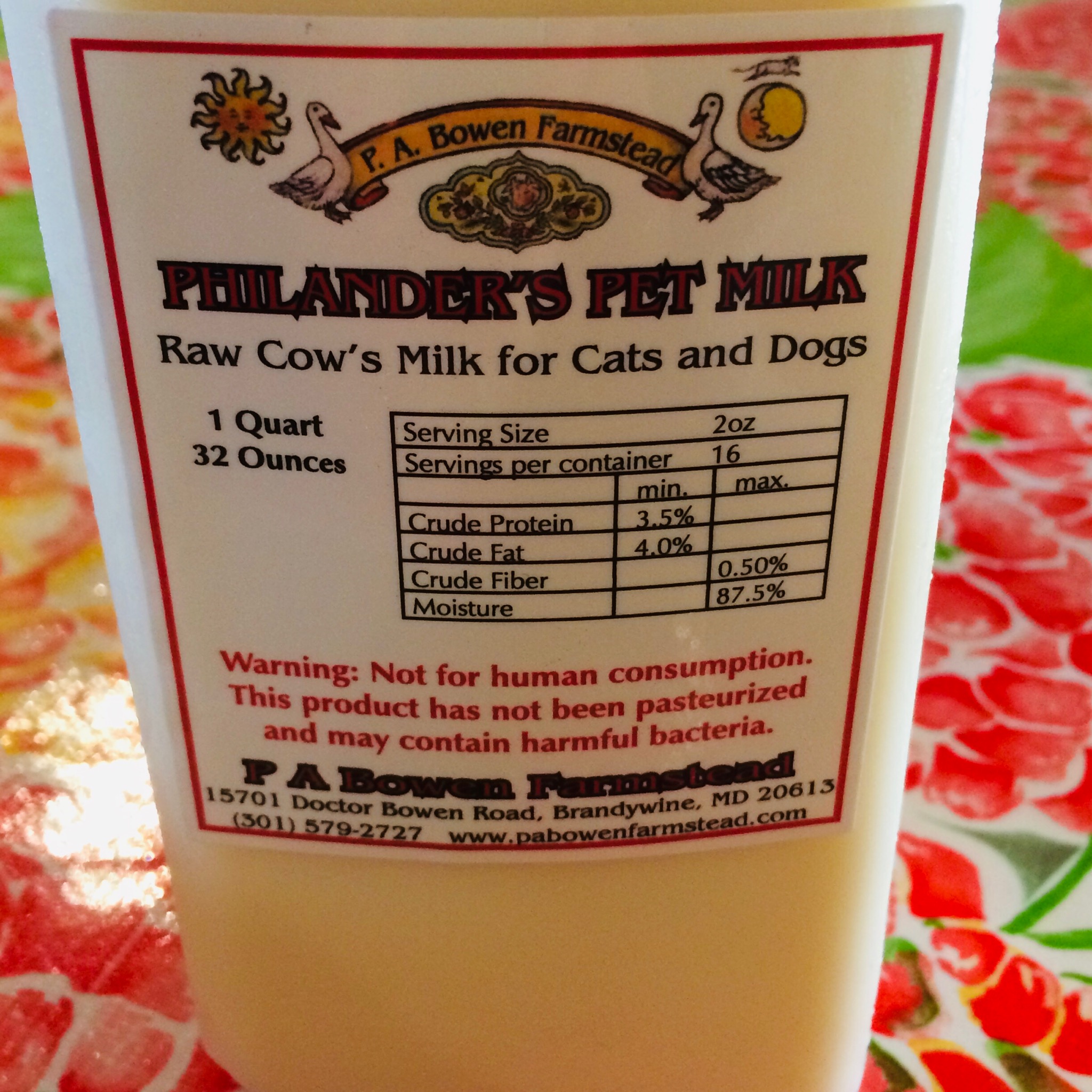 P.A. Bowen Farmstead Raw Pet Milk