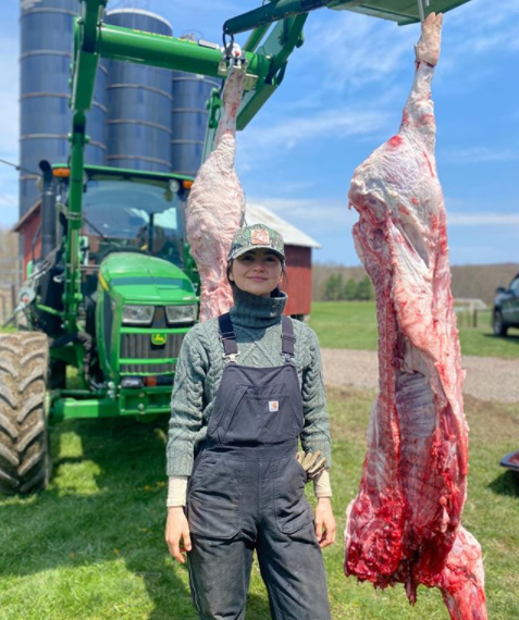 Julie Friend with Hogs