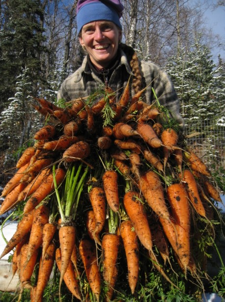 Allie of Chugach Farms with Carrots