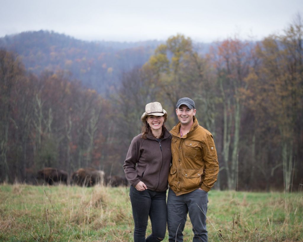 Riffle Farms Owners with Bison