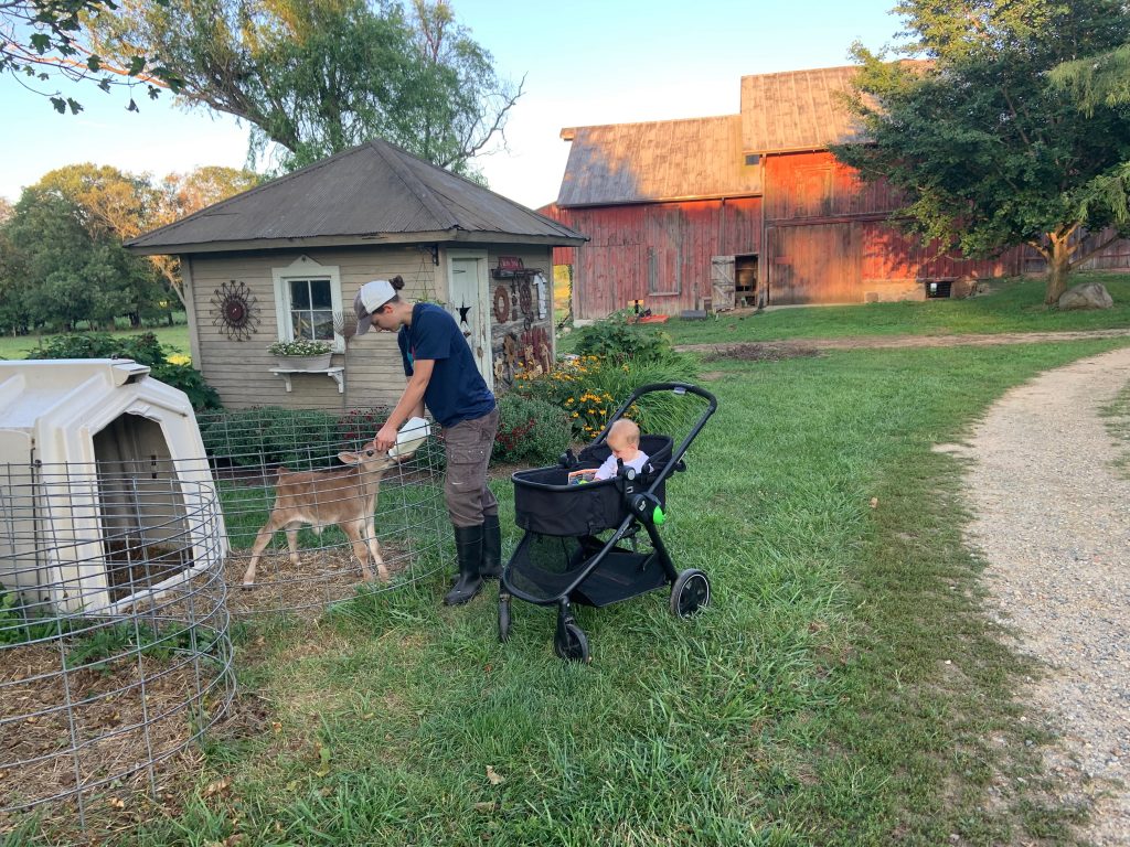 Farming with young daughter